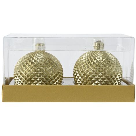 Box 2 Candele Sfera oro d6cm H6,5cm
