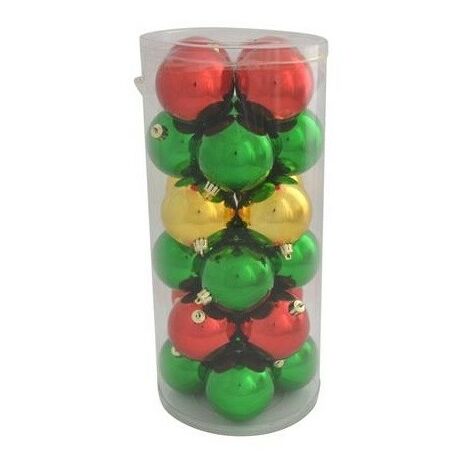 box 24 palline sfera per albero di natale palle decorazioni natalizie addobbi multicolore cm 8 rosse verde e oro