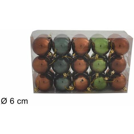 BOX 30 PALLE  DIAM 6CM LUCIDE VERDE/MARRONE IN PLASTICA