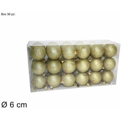 BOX 36 PALLINE DI NATALE GLITTER ORO DIAMETRO