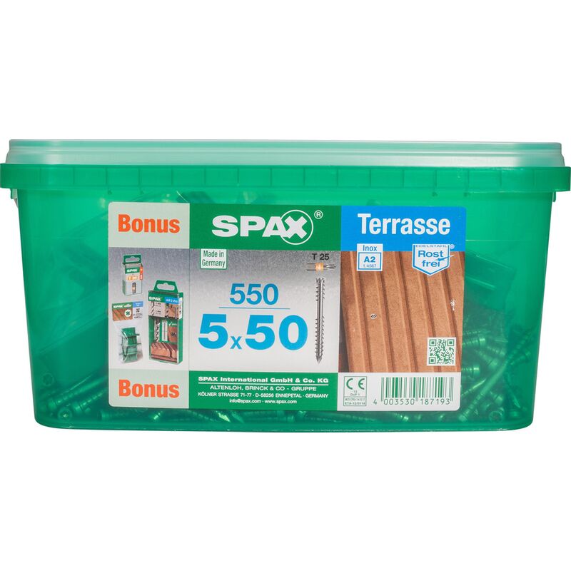 

acero inoxidable Tornillo 'A2' 50 x 5 mm - 550 pcs - Spax