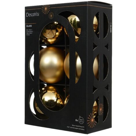 Box 6 Palline Vt luc/opa oro chiaro d8cm
