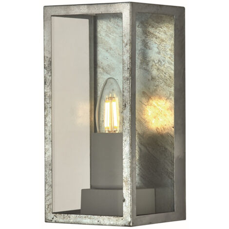 Box Applique murale d'extérieur II, argent et verre transparent, IP44