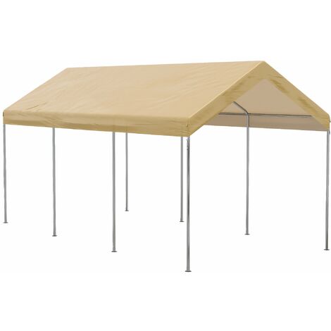 Box Auto da Esterno 600x295x265-310 cm in Acciaio e Polietilene Beige