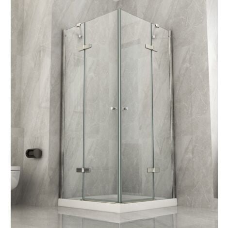 Box Cabina Doccia 2 Anta Battente 70 x 80 90 100 Fissa 8 mm Angolare Cristallo - Misura Box Angolare 70x70