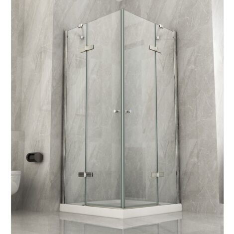 Box Cabina Doccia 2 Anta Battente 70 x 80 90 100 Fissa 8 mm Angolare Cristallo - Misura Box Angolare 70x90
