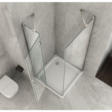 Box Cabina Doccia Anta Battente 80 90 100 120 140 Fissa Angolare 8mm Cristallo - Misura Box Angolare 90x80