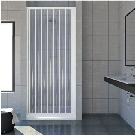 Box Cabina Doccia Parete Nicchia in PVC Porta a Soffietto Pieghevole 1 Anta Lato - Misura Box Nicchia 80