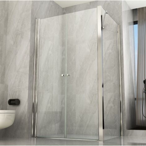 Box Cabina Doccia Saloon 2 Anta Battente 70 80 90 100 120 Angolare 8mm Cristallo - Misura Box Angolare 100x100