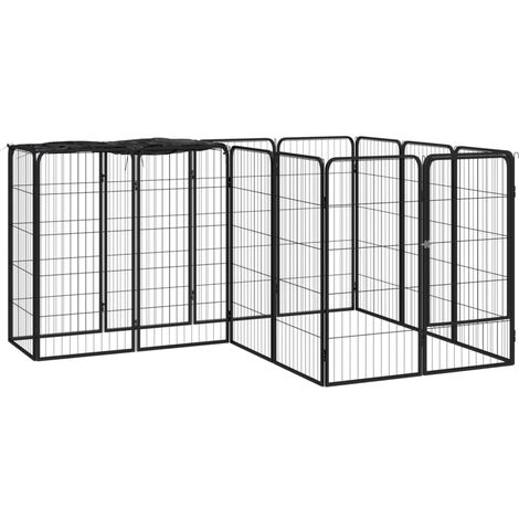 Box Cani 14 Pannelli Nero 50x100 cm Acciaio Verniciato Polvere