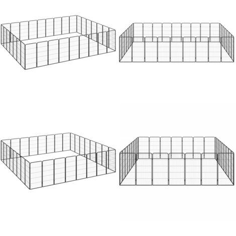Box Cani 32 Pannelli Nero 50x100 cm Acciaio Verniciato Polvere - Box per cani esterno - Box per cani in acciaio