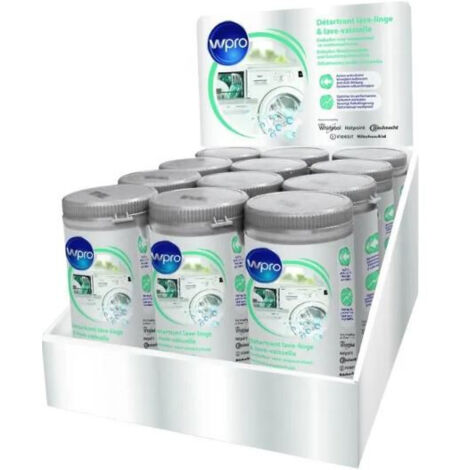 Box carton PLV avec 12 flacons de poudre detartrante LL LV