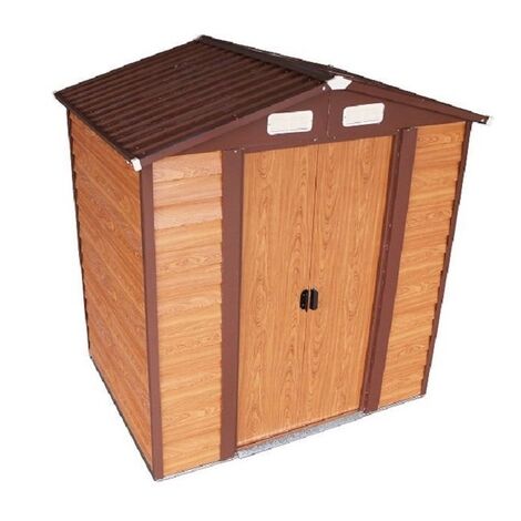 Box Casetta Rimessa Ripostiglio per Giardino Lamiera Zincata Effetto Legno 152x193x203h