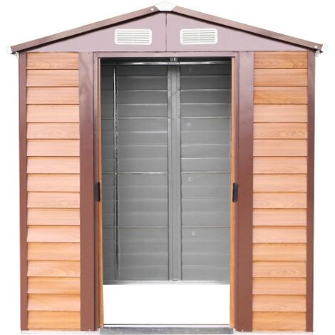 Box Casetta Rimessa Ripostiglio per Giardino Lamiera Zincata Effetto Legno 236x195x209h