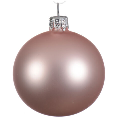 Box Da 4 Palline Di Natale In Vetro Rosa Opaca 10 Cm