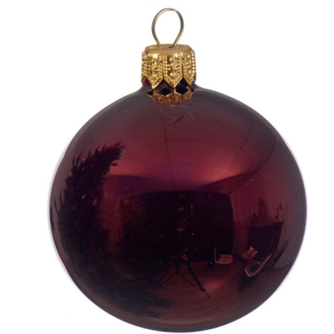 Box Da 4 Palline Di Natale Rosso Scuro Lucido 10 Cm