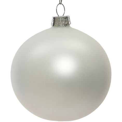 Box Da 6 Palline Di Natale Bianco Opaco 8 Cm