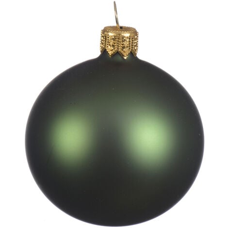 Box Da 6 Palline Di Natale Vetro Opaco Colore Verde Pino Ø 8Cm