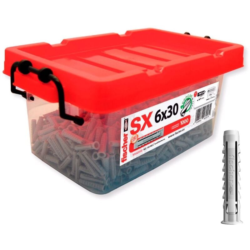 

Box De 1000 Uds.- Taco Ficher Sx 6X30 - Gris