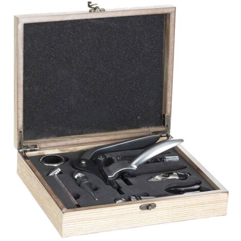 Box de madera sommelier 9 piezas