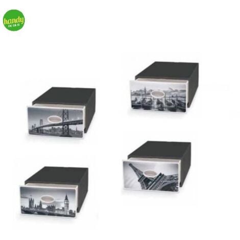Box deco Domoliving qbox large nero città 15 x 28 x 40 cm