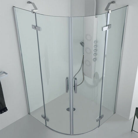 Box Doccia 100x100 cm S8MILL INFINITY- Semicircolare Stondato 2 Ante Battenti H200 cmVetro Temprato 8mm