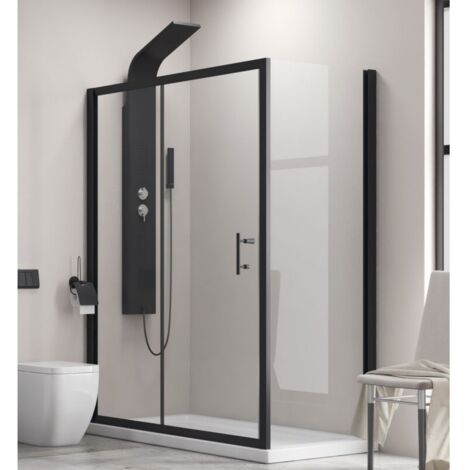 Box doccia 120x80cm angolare con telaio nero e anta scorrevole KFN5000S kamalu