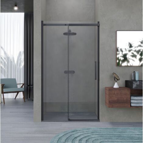Box doccia 150 cm porta scorrevole SENZA TELAIO H200 cm cristallo 8mm MILLY profilo nero opaco