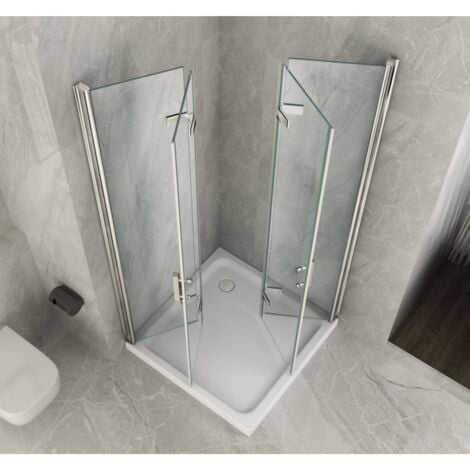 Box Doccia 2 Ante a Libro 60 70 80 90 100 8 mm in Cristallo Vetro Trasparente - Misura Box Angolare 60x70