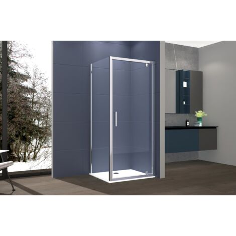 Box doccia 2 lati 80x100 cm fisso + porta 1 battente H195 cm VIOLA Cromato