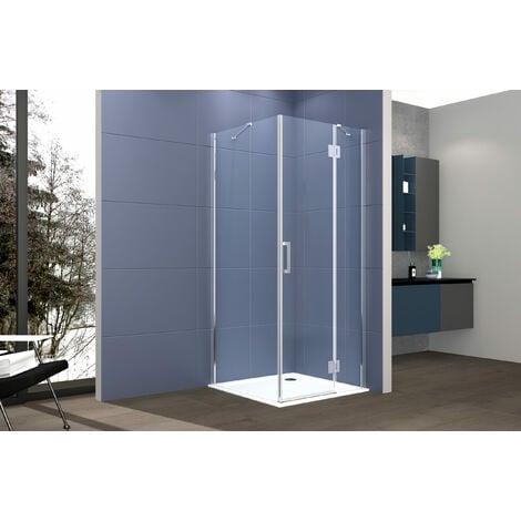 Box doccia 2 lati 80x100 cm fisso + porta un battente H200 cm cristallo 6mm profilo CROMATO PIPPO