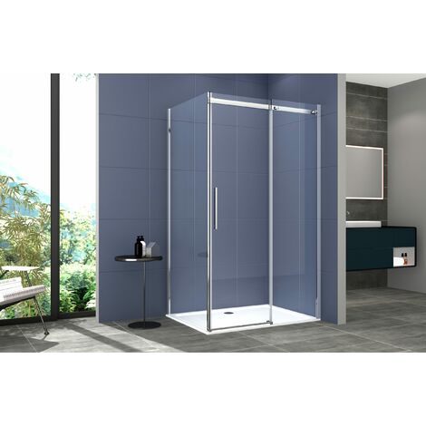 Box Doccia 2 lati 90x170 cm SENZA TELAIO H200 cm da 8mm: lato fisso + porta scorrevole FIORE