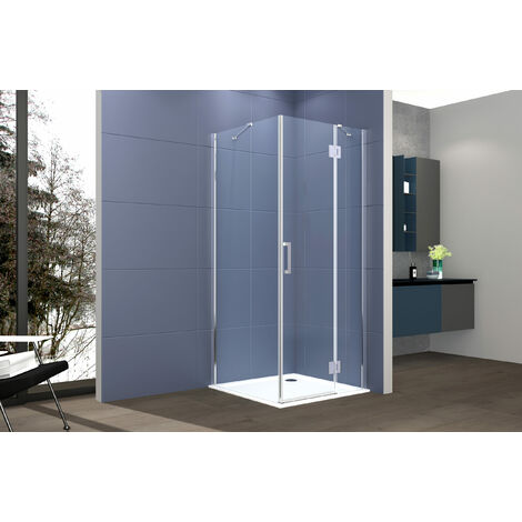 Box doccia 2 lati 90x90 cm fisso + porta un battente H200 cm cristallo 6mm profilo CROMATO PIPPO