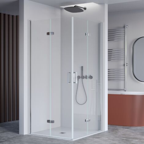 Box doccia 2 lati a soffietto trasparente senza profili 6mm h195 anticalcare rea, misura 65x75