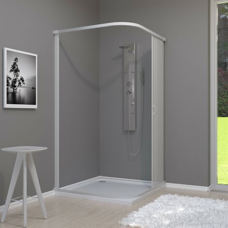 Box doccia 2 lati angolare soffietto in pvc bianco, seleziona misura 90x120