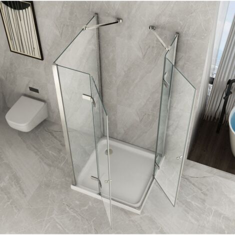 Box Doccia 3 Lati 2 Ante Battenti 70 80 90 100 110 120 140 Parete in Cristallo - Misura Box 3 Lati 70x70x70