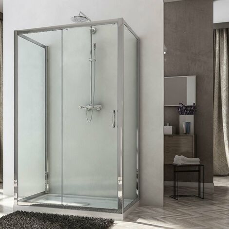 Box Doccia 3 Lati 70x100x70 cm 1 anta Scorrevole in Cristallo trasparente 6mm H185 Fosterberg Kolding Trio