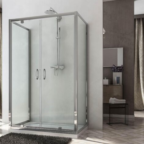 Box Doccia 3 lati 70x130x70 cm 2 Ante Battenti in Cristallo Trasparente 6mm H185 Fosterberg Koge Trio
