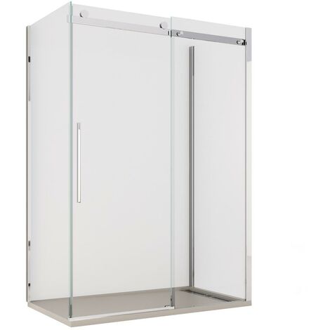 Box Doccia 3 Lati 75x130x75 cm 1 Anta Scorrevole in Cristallo Trasparente 8mm H195 Bonussi Alina