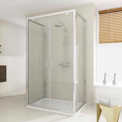Box Doccia 3 Lati 75x130x75 cm 2 Ante Battenti in Cristallo Trasparente 6mm H198 Fosterberg Aalborg Trio