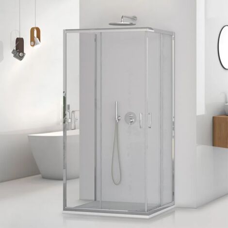 Box doccia 3 lati 80 cm doppio scorrevole trasparente H 195 cm  Tay