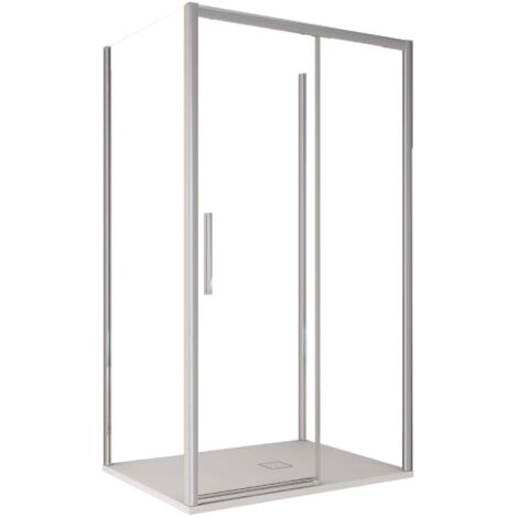 Box Doccia 3 Lati 80x110x80 cm 1 anta Scorrevoe in Cristallo trasparente 6mm H195 Bonussi eliane
