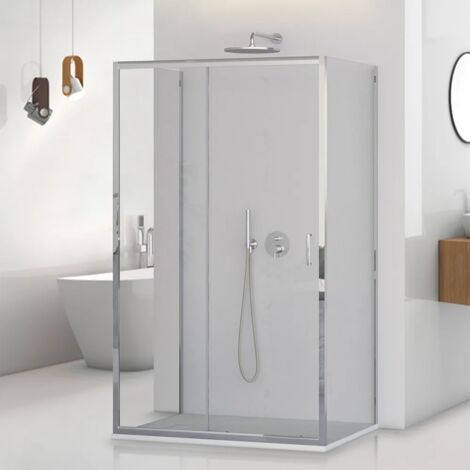 Box doccia 3 lati 80x130x80 con porta scorrevole trasparente  Tay