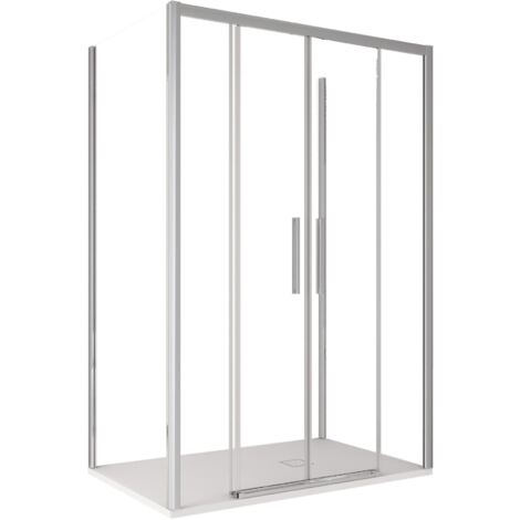 Box Doccia 3 Lati 80x170x80 cm 2 Ante Scorrevoli in Cristallo Trasparente 6mm H195 Bonussi Eliane