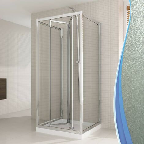Box Doccia 3 Lati 80x75x80 cm 1 Anta a Libro in Cristallo Opaco 6mm H198 Fosterberg Fyn Trio