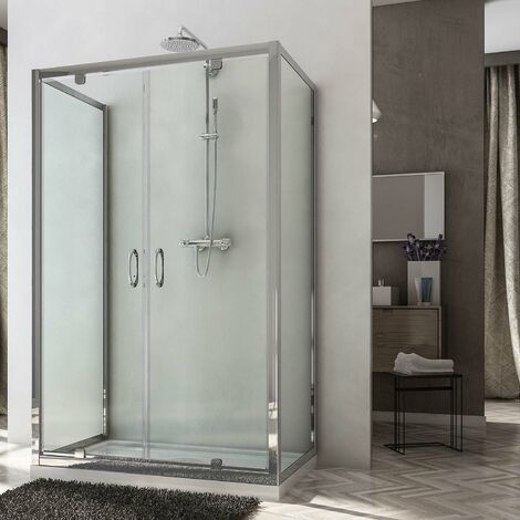 Box Doccia 3 Lati 90x90x90 cm 2 Ante Battenti in Cristallo Trasparente 6mm H185 Fosterberg Koge Trio