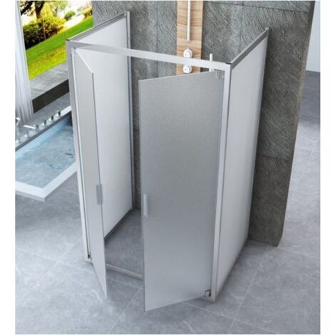 Box Doccia 3 Lati Opaco 6 mm Anta Battente Saloon 60 70 80 90 100 120 130 140 cm - Misura Box 3 Lati 75x90x75
