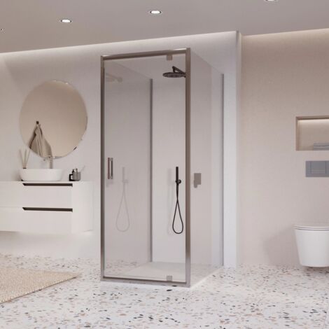 Box doccia 3 lati porta battente trasparente h195 adele, misura 90x90x90
