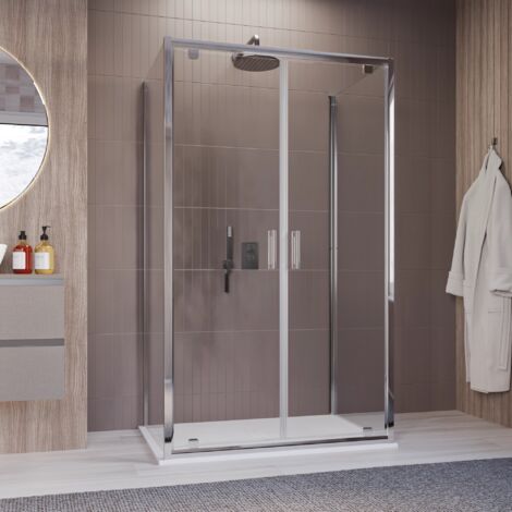 Box doccia 3 lati saloon dentro o fuori trasparente h195 6mm java, misura 80x100x80
