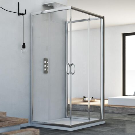 Box doccia 3 lati scorrevole vetro trasparente h 185 mod. Junior Trio 75x90x75 cm rettangolare